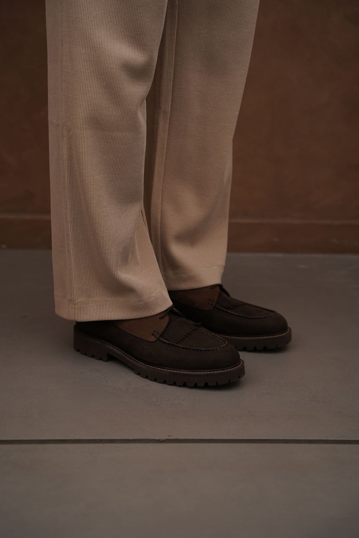 LEATHER MOC-TOE SHOES
