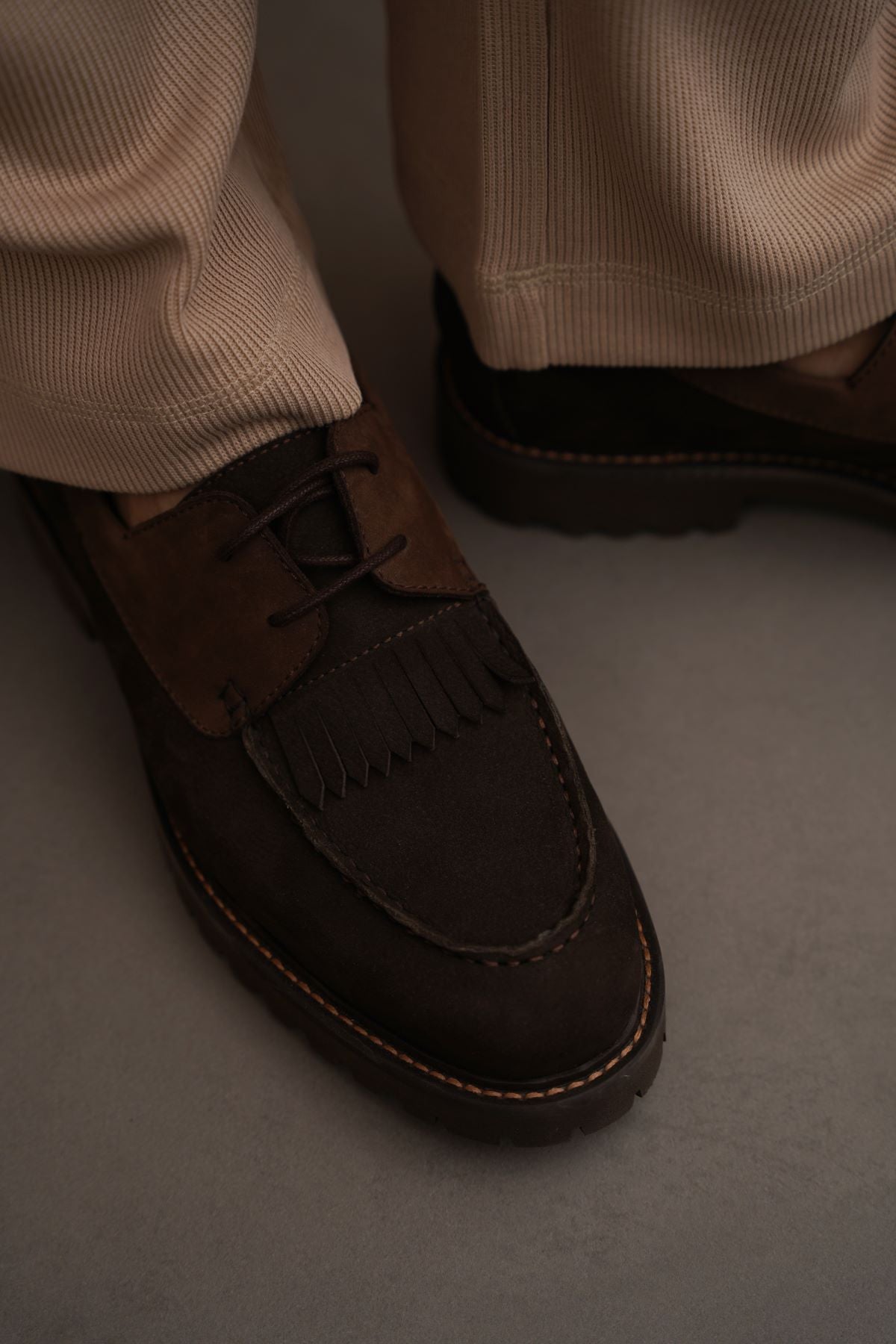 LEATHER MOC-TOE SHOES