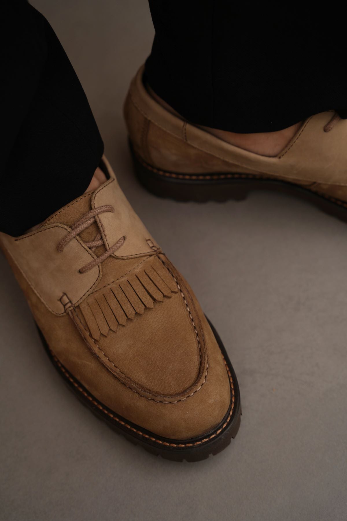 LEATHER MOC-TOE SHOES